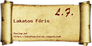 Lakatos Fóris névjegykártya